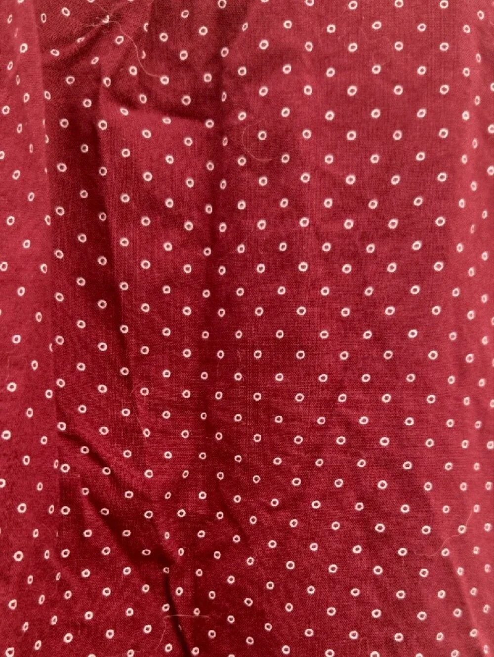 American Eagle Outfitters Burgundy Short-Sleeve Button-Down with Micro Dots